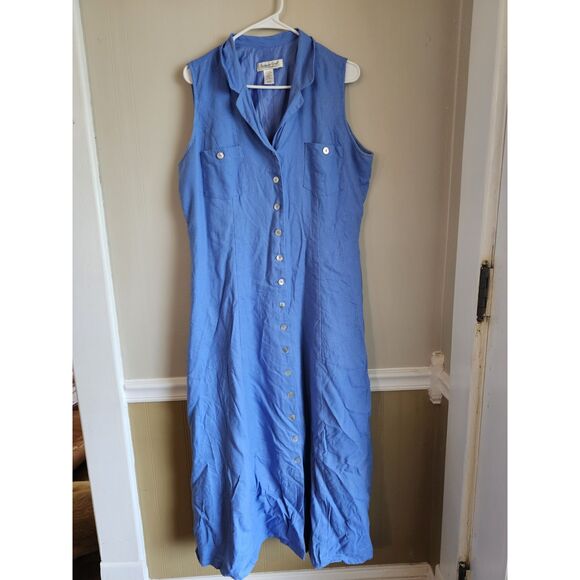 Coldwater Creek Linen Blend Sleeveless Button Front Shirt Dress Lagenlook - Picture 1 of 6